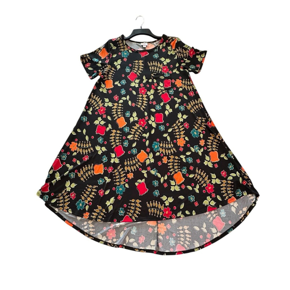 LulaRoe Floral Stretch MIDI Dress Womens MEDIUM Multicolor Flowers Short Sleeves - Picture 14 of 16